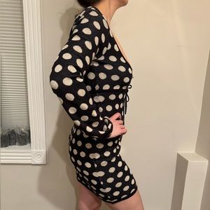 Black mini long sleeve polka dot dress